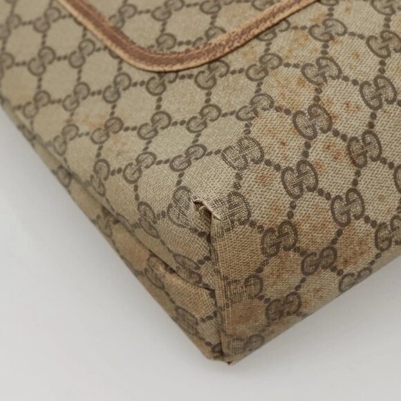 GUCCI GG Supreme Web Sherry Line Tote Bag PVC Beige Green Red Auth 117760 - Picture 5 of 16